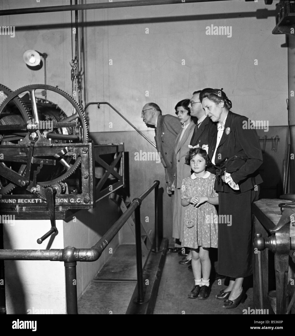 À l'intérieur de l'horloge de Big Ben à Londres 1949. O19836 Banque D'Images