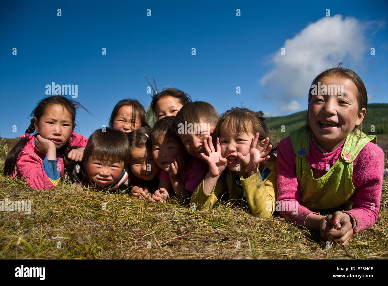 Tsataan Mongolie du Nord enfants Banque D'Images