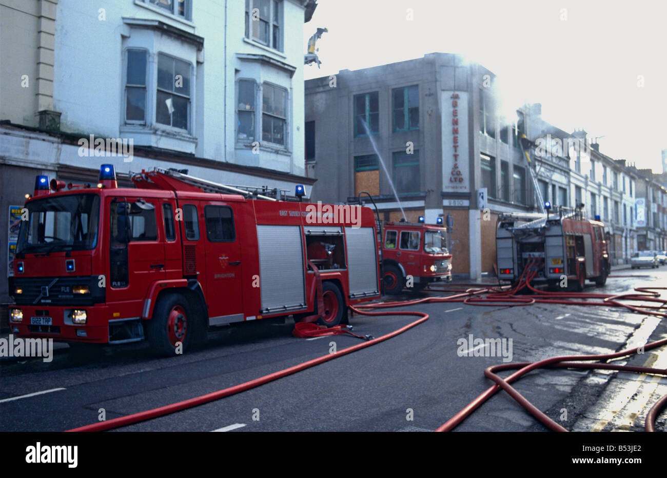 Les pompiers présents à Blaze à Brighton, Sussex,K, U Banque D'Images