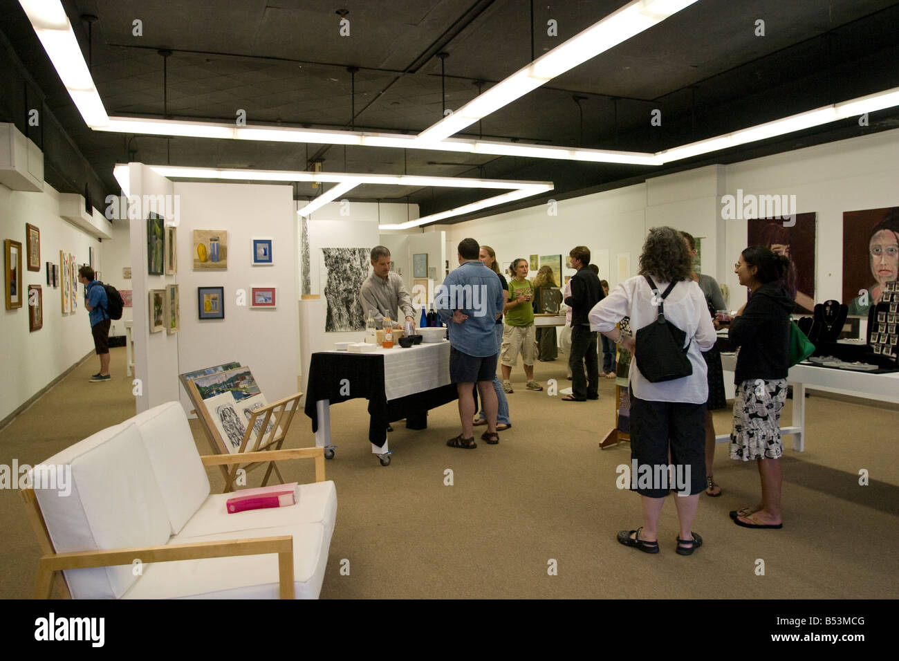 Ouverture de l'art dans une galerie coopérative détenue par les artistes dans le nord du comté de North Adams, Massachusetts USA Banque D'Images