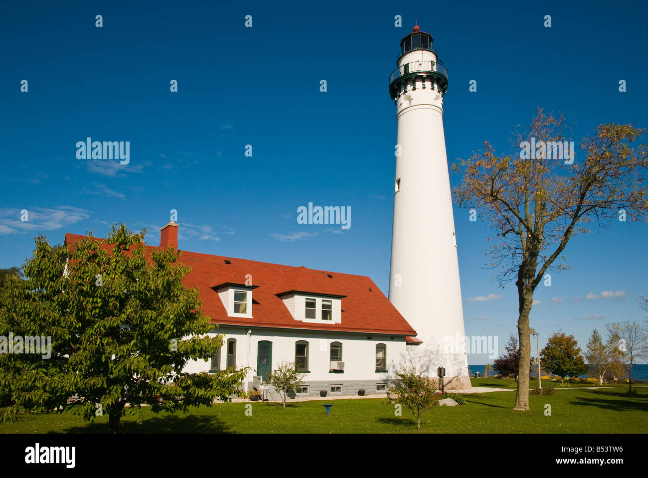 Le phare de la pointe du vent, le lac Michigan, Wisconsin, États-Unis Banque D'Images