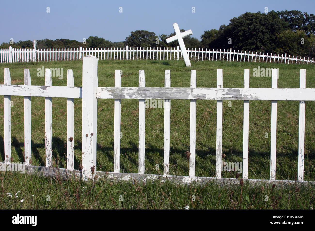 Une croix marquant le cimetière de la famille Carman Le tracé est un monument du Comté de Milwaukee en 1982 désigné Banque D'Images