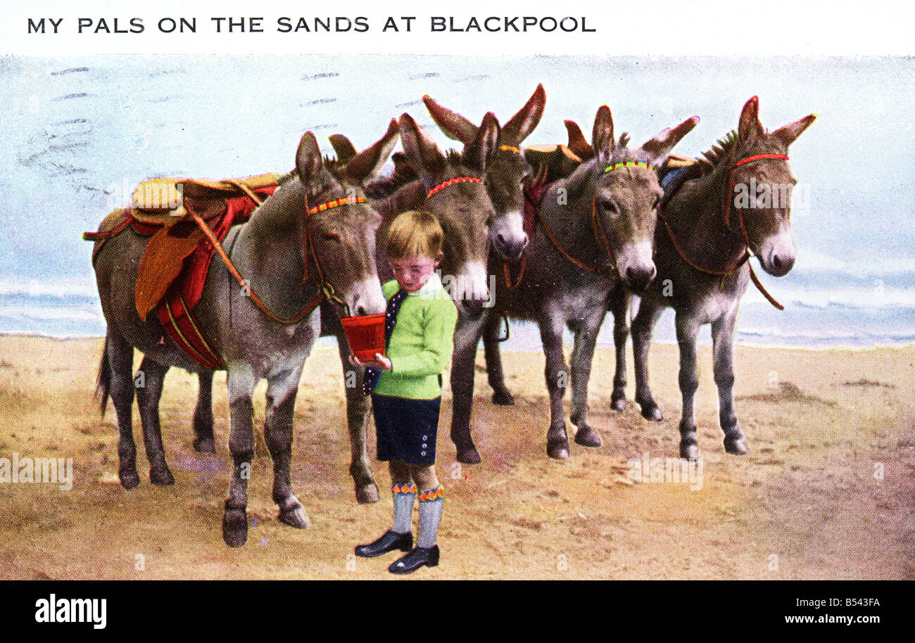 Old vintage seaside photo postcard Blackpool EDITORIAL UTILISEZ UNIQUEMENT Banque D'Images