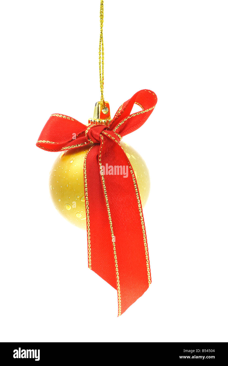 Boule de Noël décorative avec red bow ribbon Banque D'Images