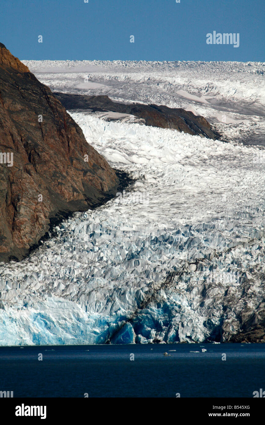 Août 2008 - Arsuk Glacier dans l'Arsuk Groenland Fjord Banque D'Images