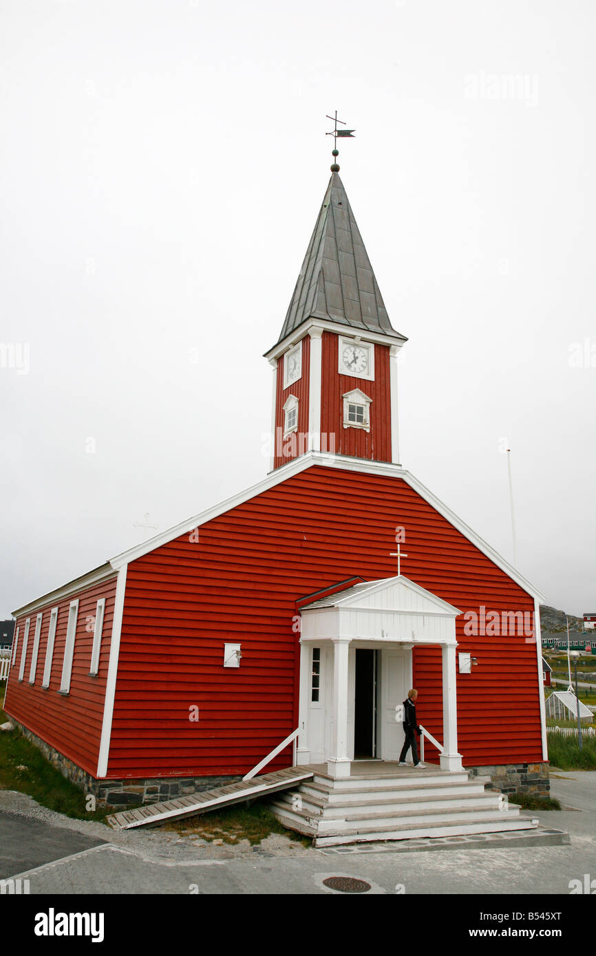 Août 2008 - Kirke Frelsers avec notre sauveur dans l'Église Kolonihavn Nuuk Groenland Banque D'Images