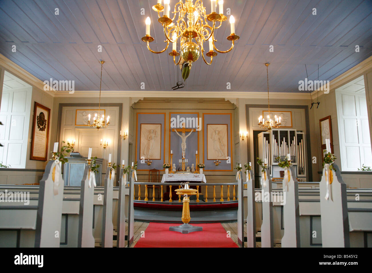 Août 2008 - Kirke Frelsers avec notre sauveur dans l'Église Kolonihavn Nuuk Groenland Banque D'Images