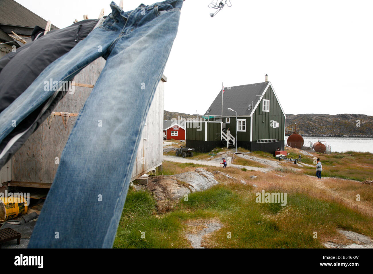Août 2008 - scène du petit village d'Itilleq Groenland Banque D'Images