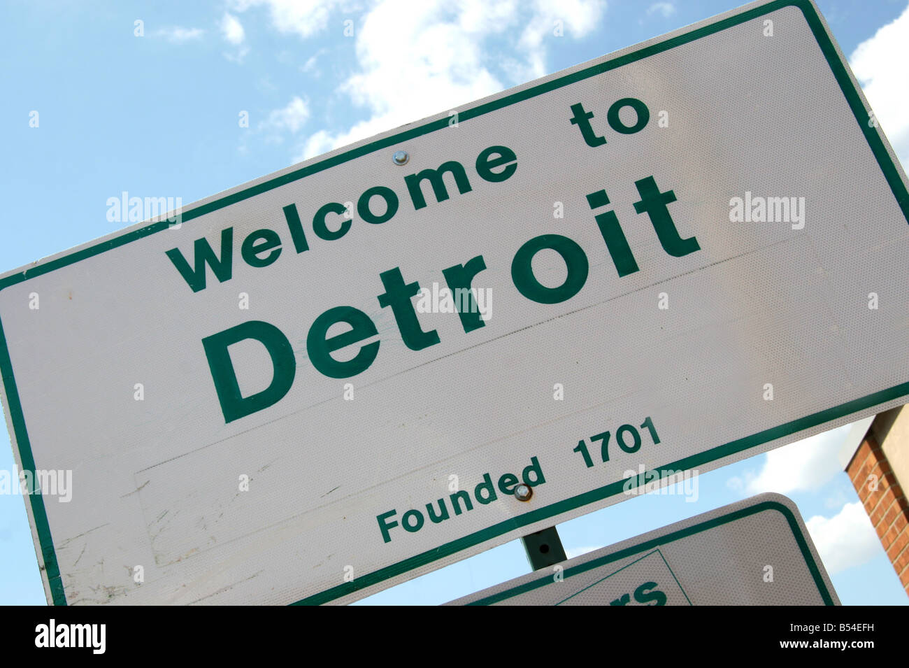 Bienvenue à la ville de Detroit Michigan USA signe Banque D'Images