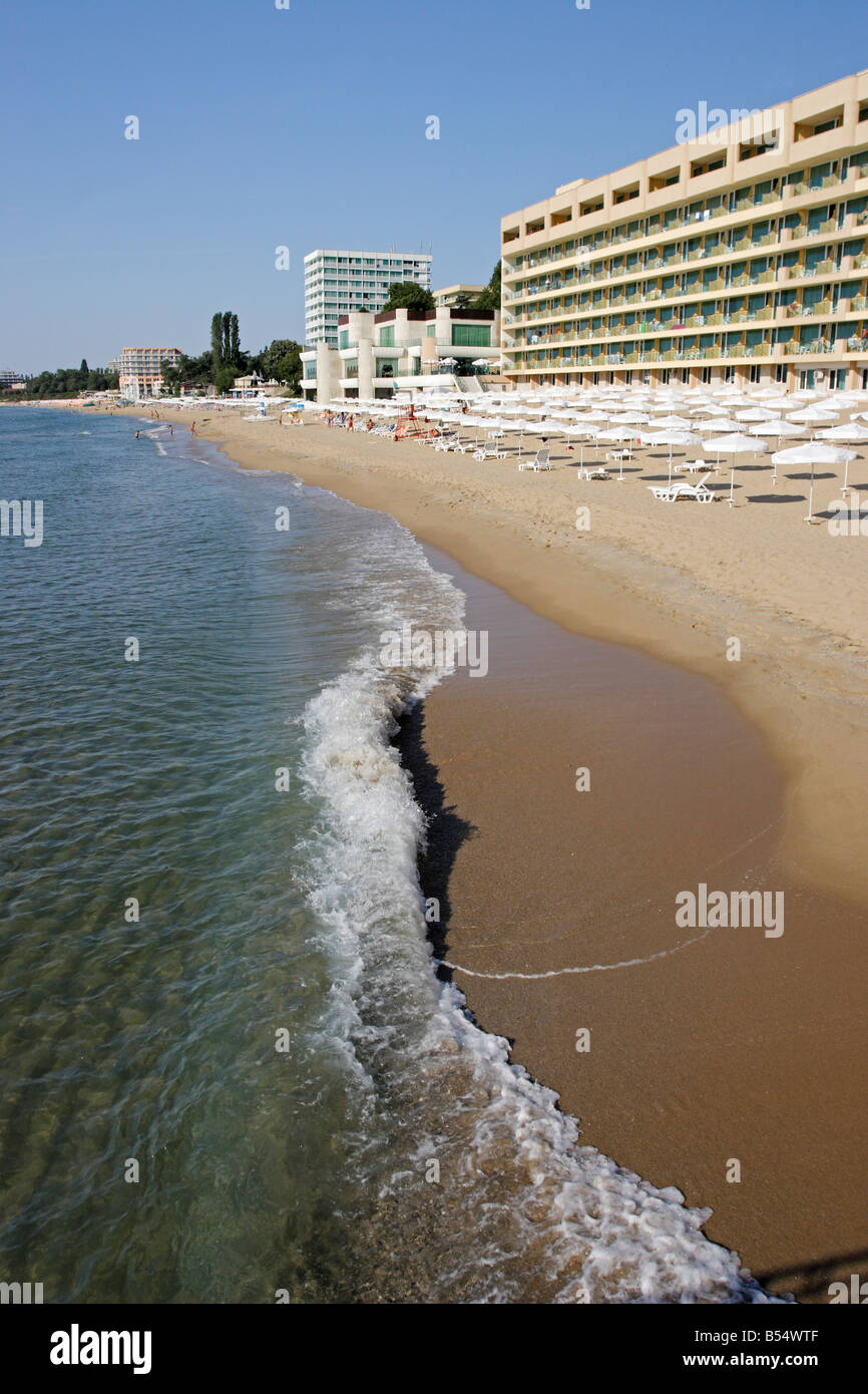 Plage de Golden Sands en Bulgarie. Banque D'Images