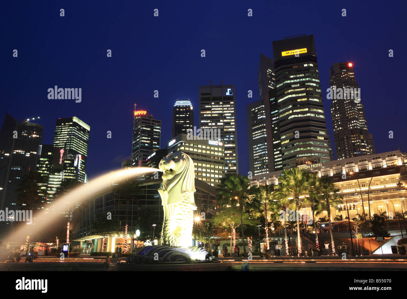 Singapour skyline at night Banque D'Images