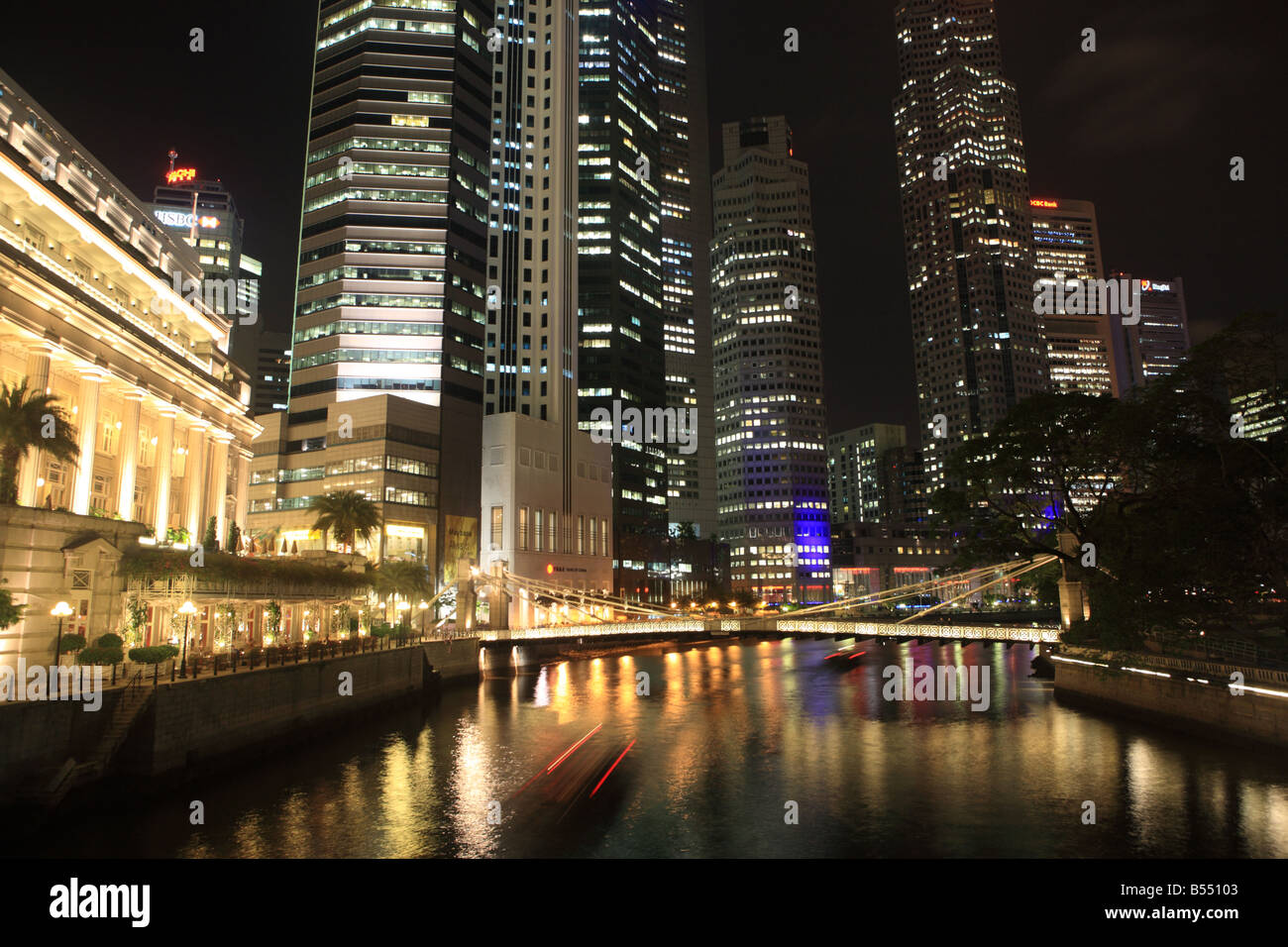 Singapour skyline at night Banque D'Images
