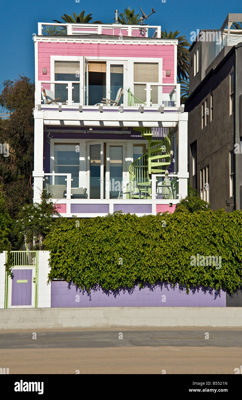 CA Santa Monica beach 'Bay City' maisons de Gold Coast au nord de la jetée de Santa Monica beach houses architecture style Banque D'Images