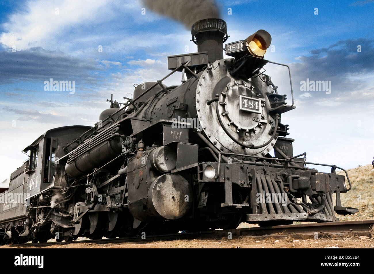 Old fashioned vintage train locomotive engine Banque D'Images