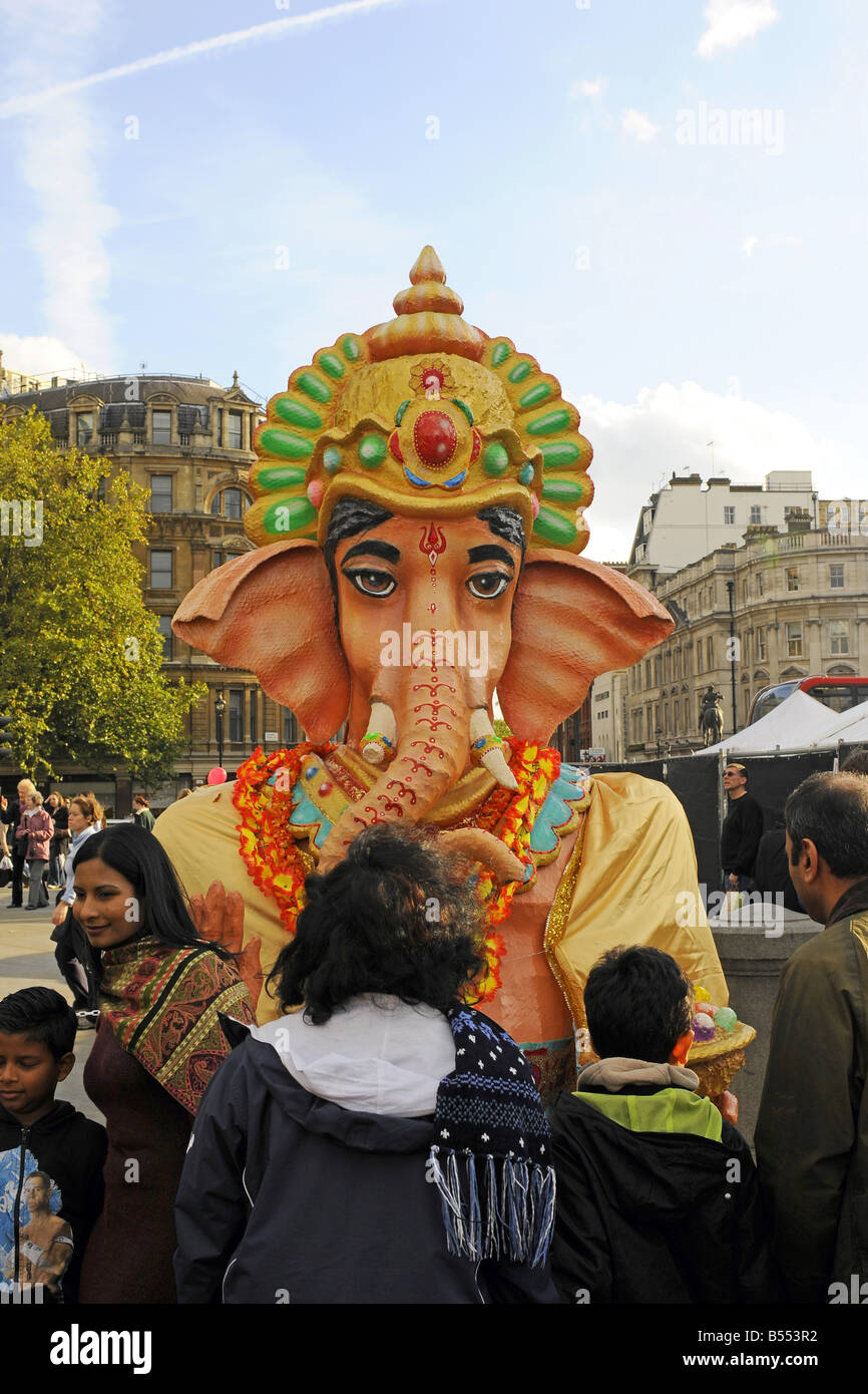 L'Hindu Elephant Ganesha Dieu à la divali Festival à Londres Banque D'Images