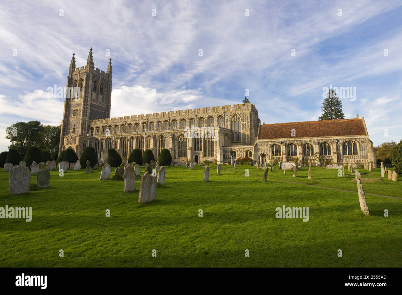 L'église Holy Trinity à long Melford, Suffolk, UK Banque D'Images
