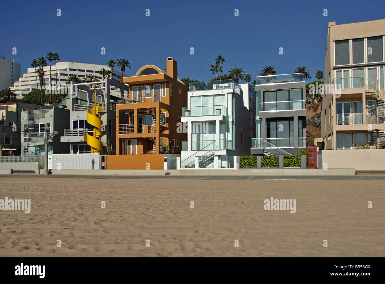 CA Santa Monica beach 'Bay City' Gold Coast House au nord de la jetée de Santa Monica Beach house architecture moderne Banque D'Images