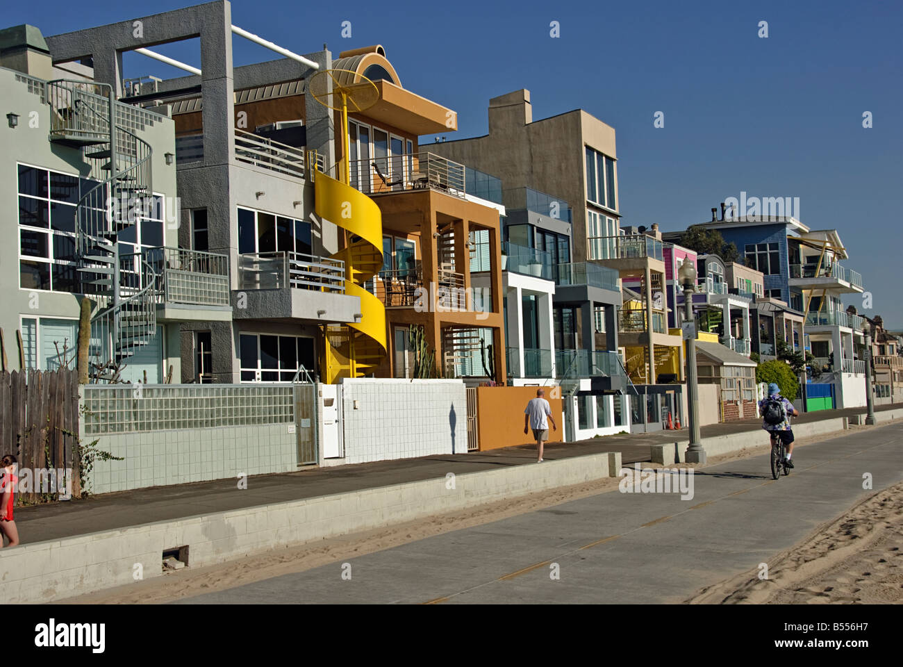 CA Santa Monica beach 'Bay City' Gold Coast House au nord de la jetée de Santa Monica Beach house architecture moderne Banque D'Images