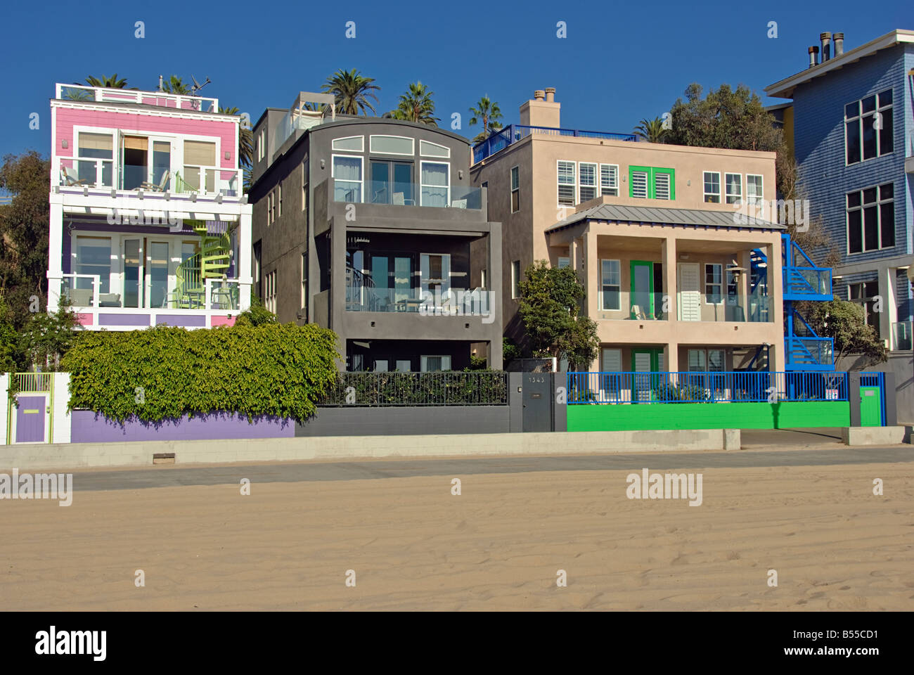 CA Santa Monica beach 'Bay City' Gold Coast House au nord de la jetée de Santa Monica Beach house architecture moderne Banque D'Images