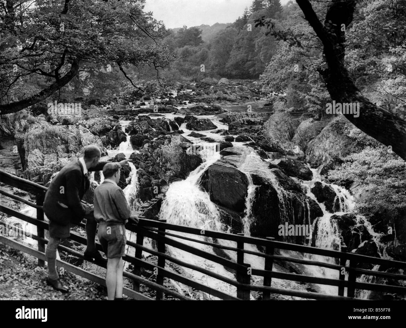 Le Pays de Galles. Swallow Falls, N. Wales. Août 1948 P009086 Banque D'Images