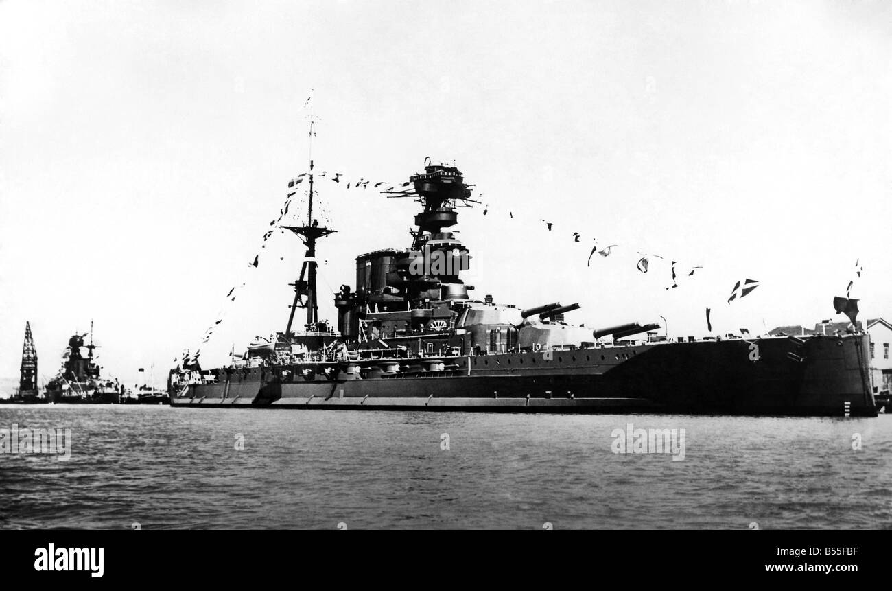 Cuirassé HMS Barham de la Royal Navy. &# 13 ;&# 10;Août 1935 &# 13 ;&# 10;P009402 Banque D'Images