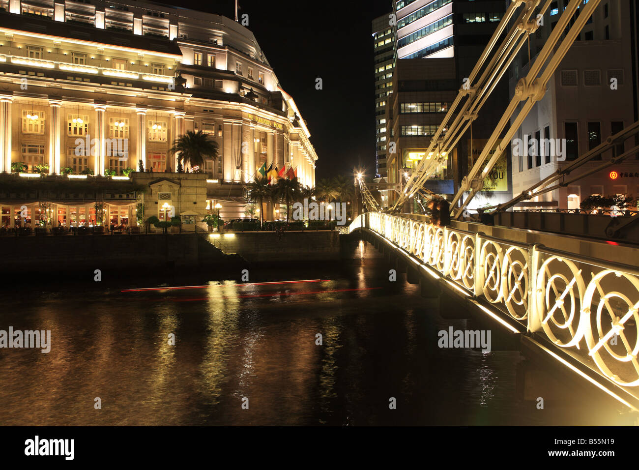 Singapour skyline at night Banque D'Images