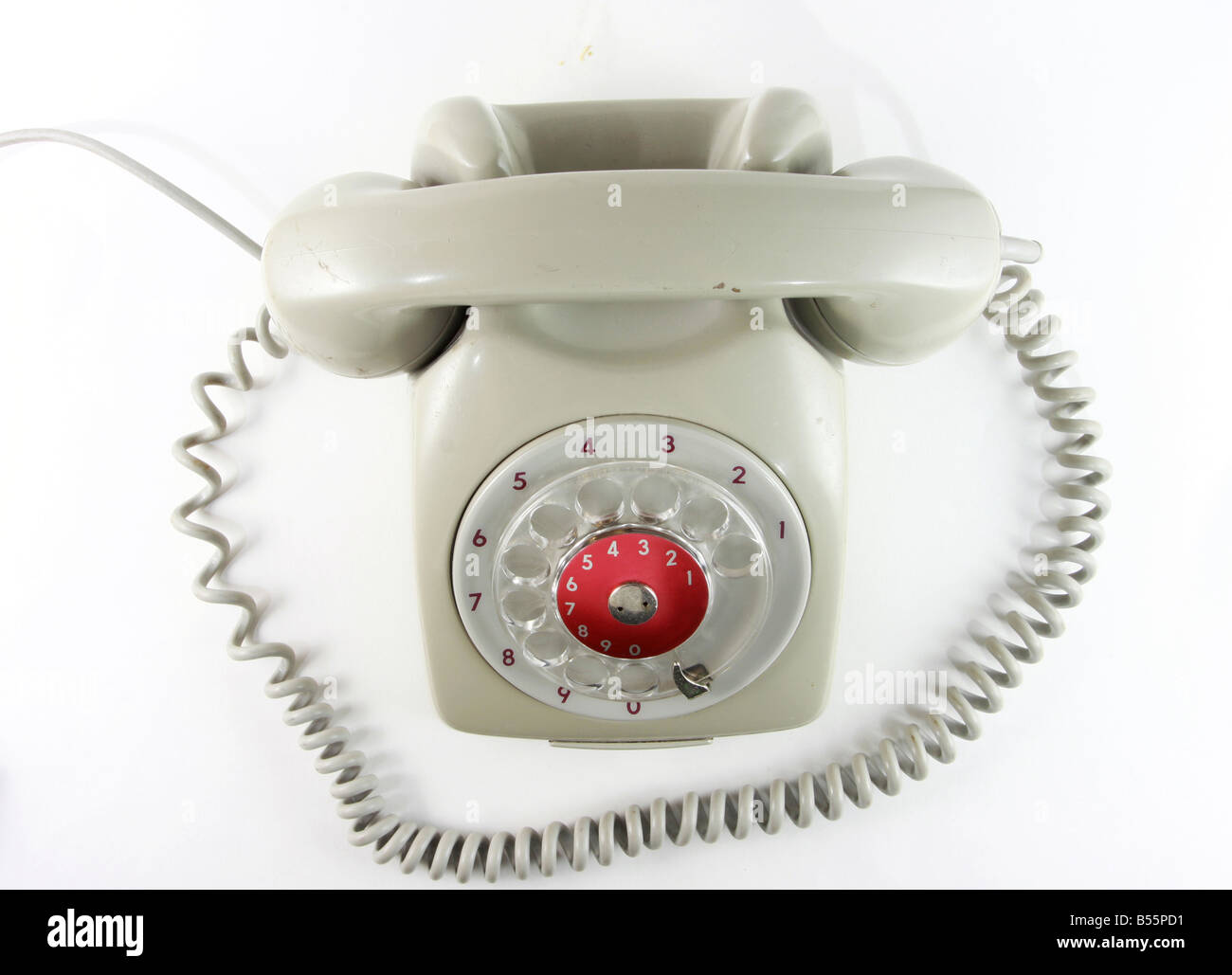 Vieux téléphone gris antique analogique avec accès numérique non roue Banque D'Images