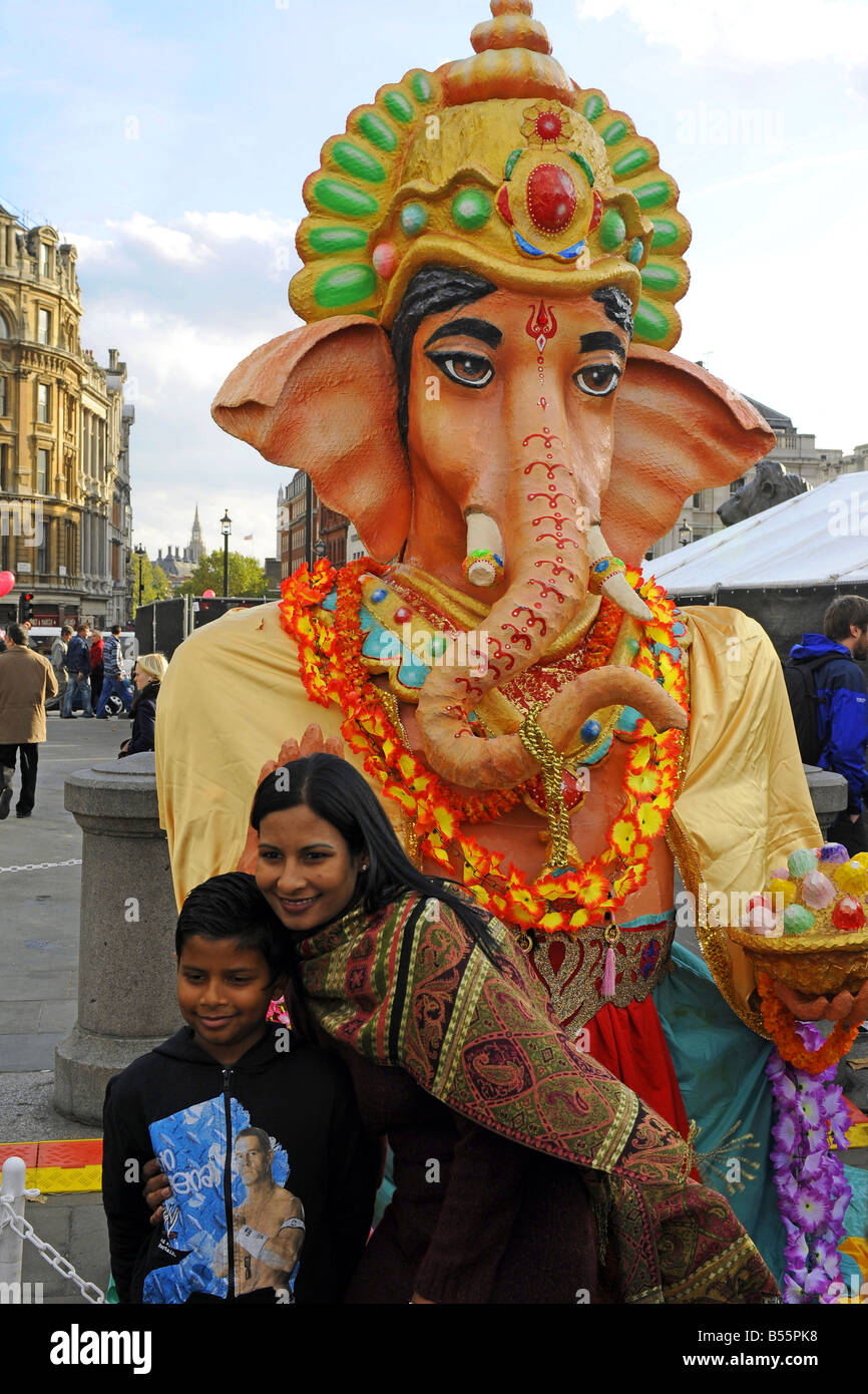 L'Hindu Elephant Ganesha Dieu à la divali Festival à Londres Banque D'Images