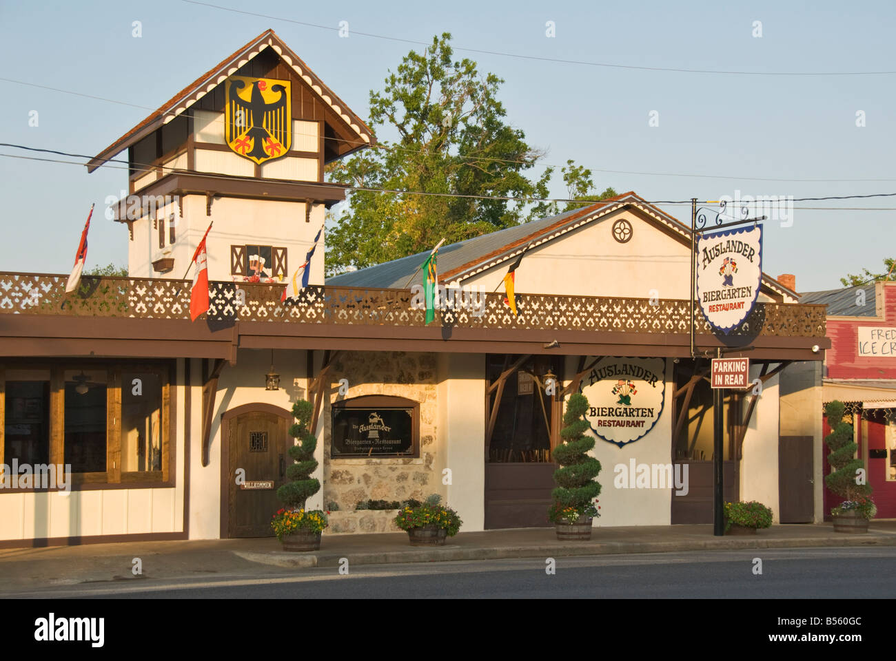 Texas Hill Country Fredericksburg Auslander Biergarten Restaurant beer garden Banque D'Images
