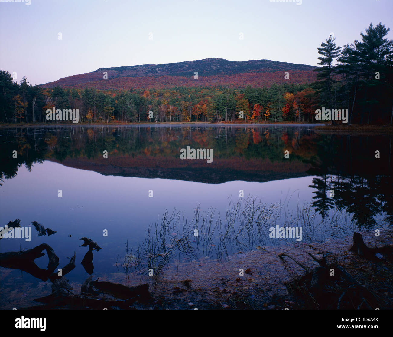 Couleurs d'automne du mont Monadnock reflétant dans Gilsom en étang Jaffrey, New Hampshire. Banque D'Images