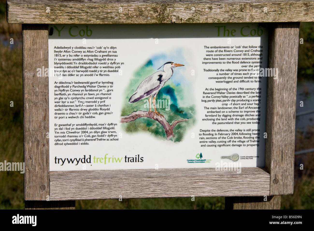Le panneau d'information s/n près de Wrexham, vallée de Conwy, Conwy, Pays de Galles Banque D'Images