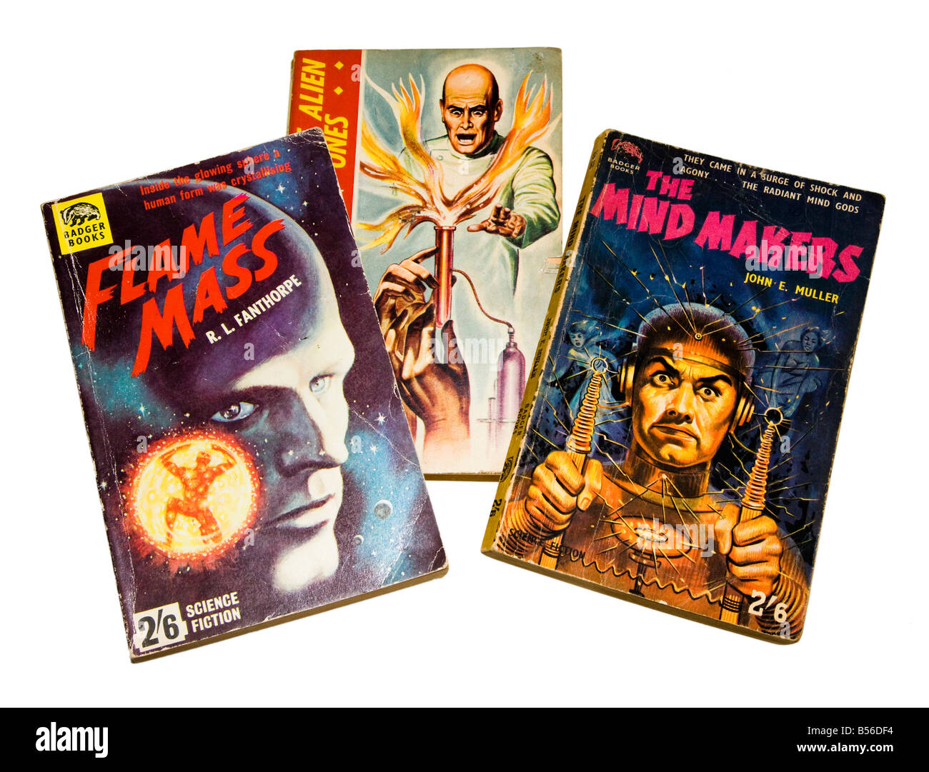 Couvre des premiers livres de science-fiction de pâte publié par Badger livres dans les années 1950 et 1960 Banque D'Images