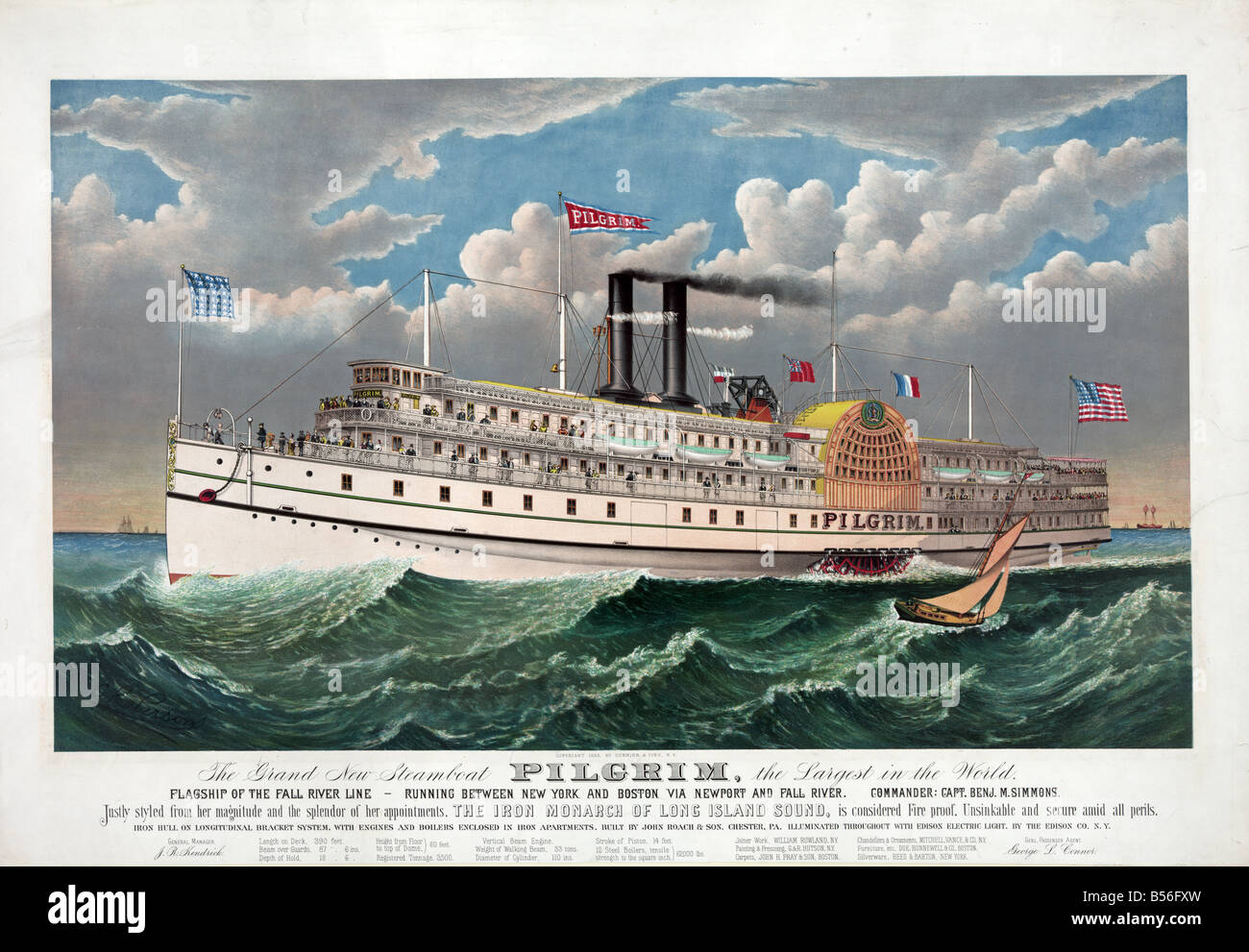 Fall River Line Steamboat 1883 Banque D'Images