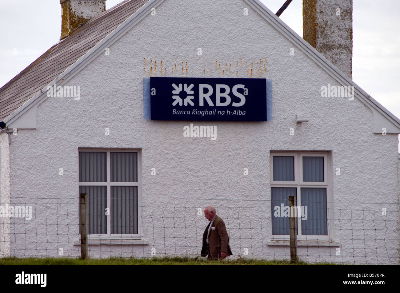 Scarinish Isle of Tiree Hébrides en Écosse Royal Bank of Scotland building Banque D'Images