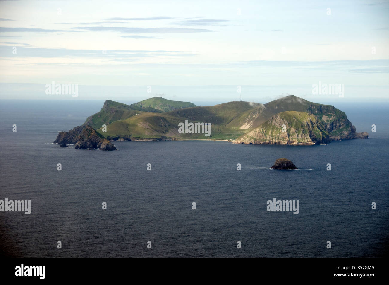 St Kilda approchant par hélicoptère Banque D'Images