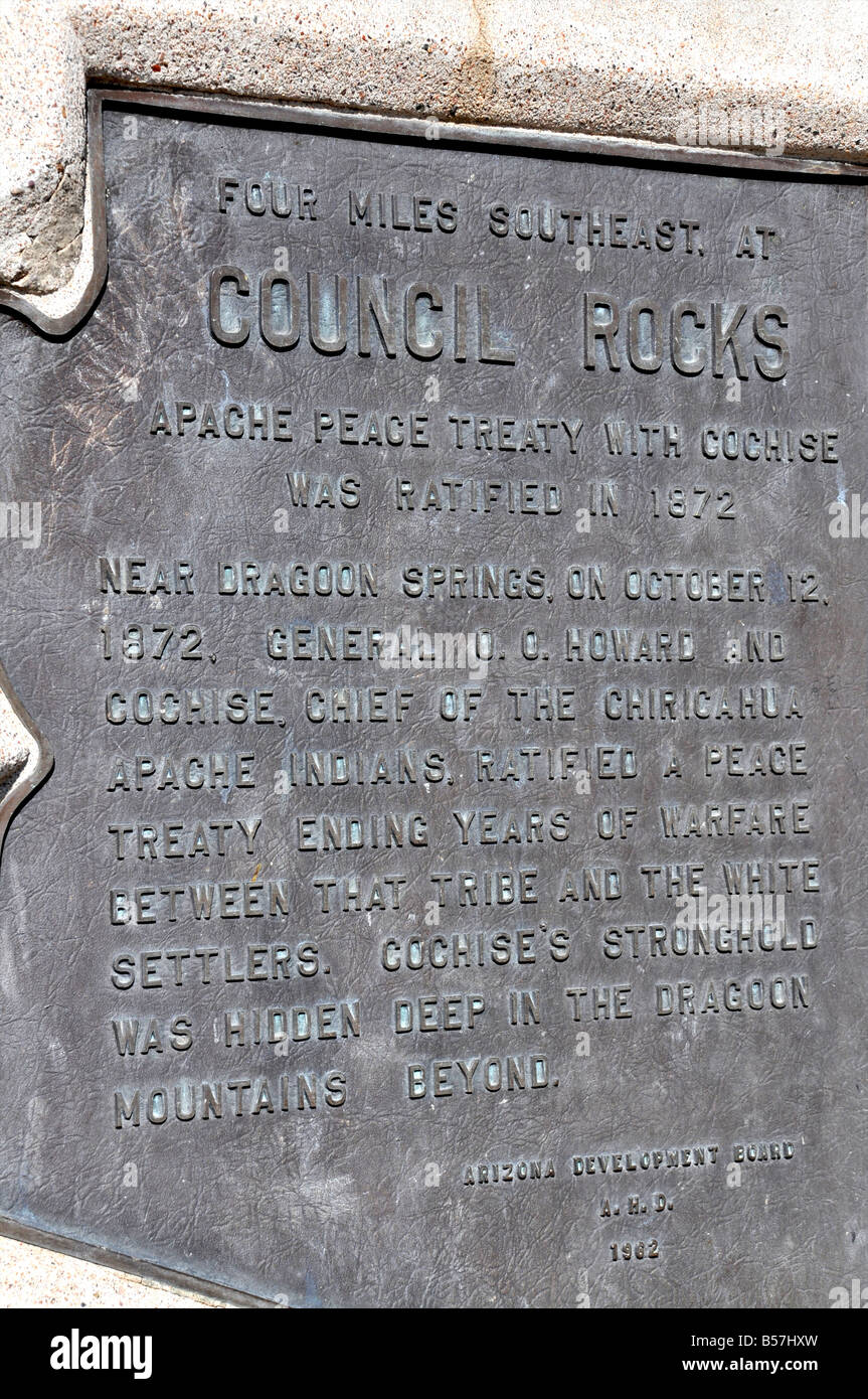 Les roches du conseil où le chef Apache Cochise a signé un traité avec le général américain Howard, Arizona Montagnes Dragoon Banque D'Images