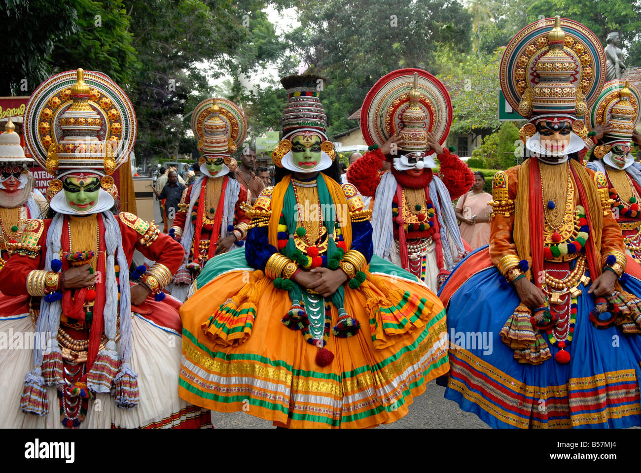 Les danseurs de Kathakali Banque D'Images