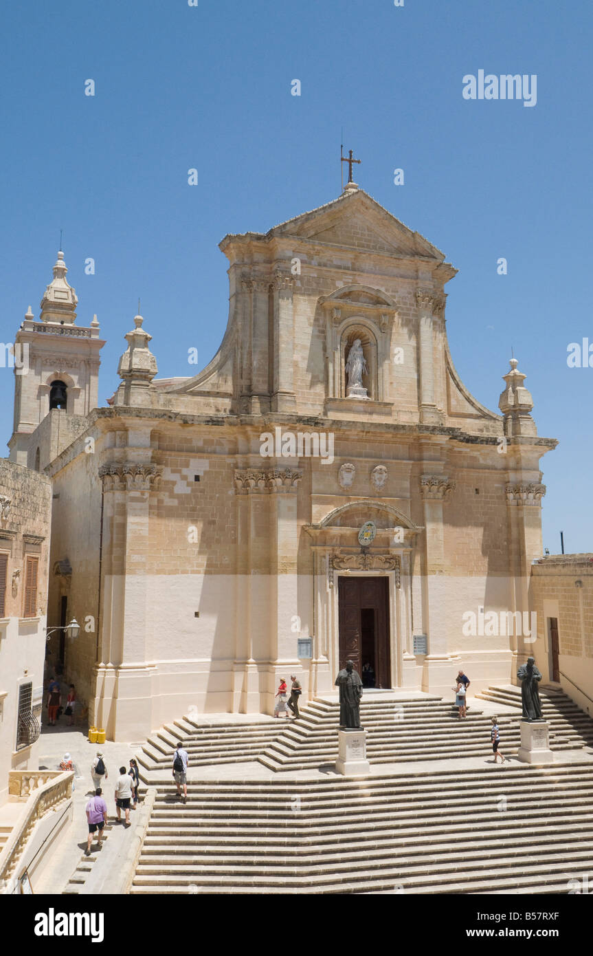 La Cathédrale de Gozo à l'intérieur de la Citadelle, Victoria (Rabat), Gozo, Malte, Europe Banque D'Images
