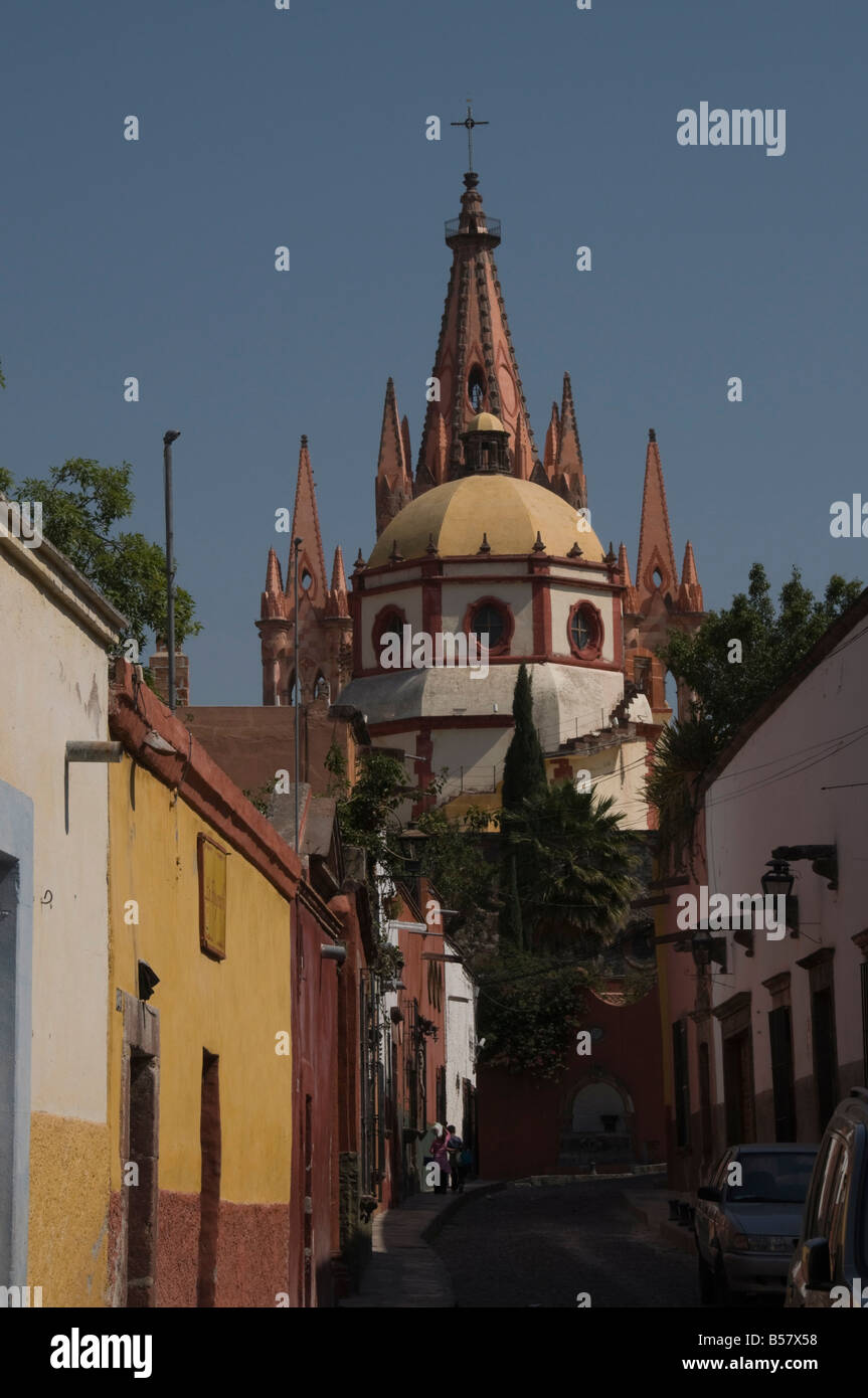 La Parroquia, remarquable pour son église néo-gothique fantastique extérieur, San Miguel de Allende (San Miguel), État de Guanajuato, Mexique Banque D'Images