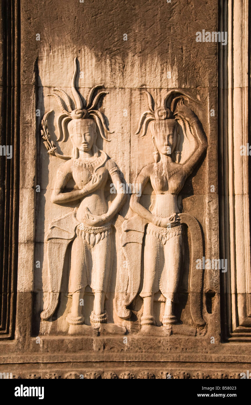 Angkor Wat temple, 12e siècle, khmers, Angkor, Site du patrimoine mondial de l'UNESCO, Siem Reap, Cambodge, Indochine, Asie du Sud-Est, l'Asie Banque D'Images