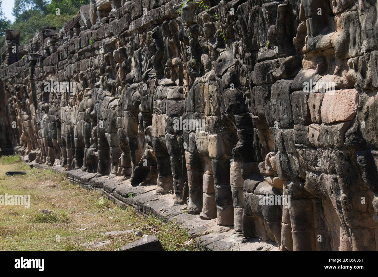 Terrasse des éléphants, Angkor Thom, Angkor, Site du patrimoine mondial de l'UNESCO, Siem Reap, Cambodge, Indochine, Asie du Sud-Est, l'Asie Banque D'Images