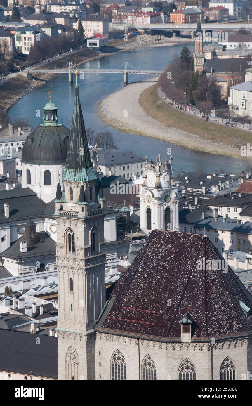 Vue depuis la forteresse de Hohensalzburg, Salzburg, Autriche, Europe Banque D'Images