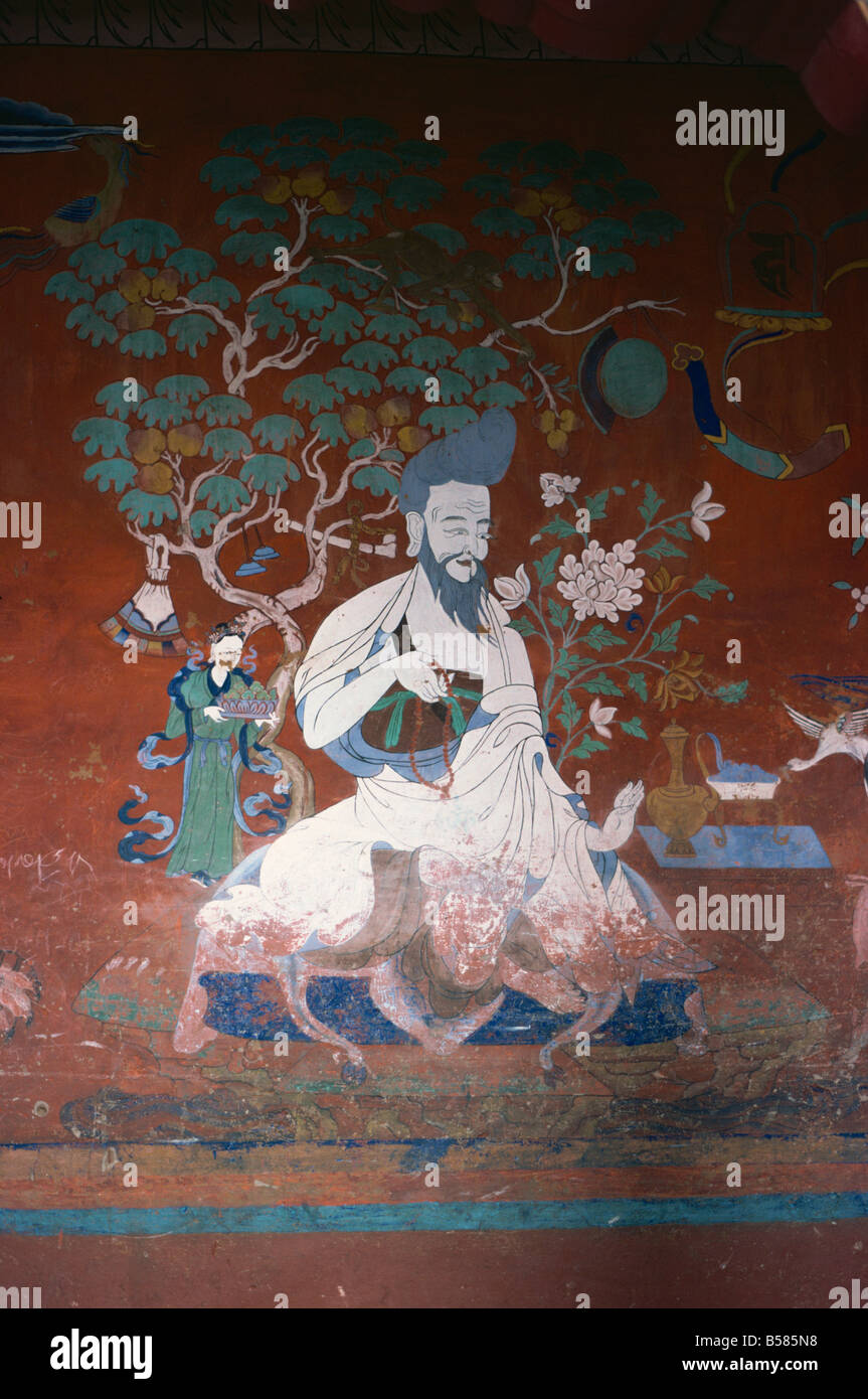 Peinture murale Rimpung Dzong Paro Asie Bhoutan Banque D'Images