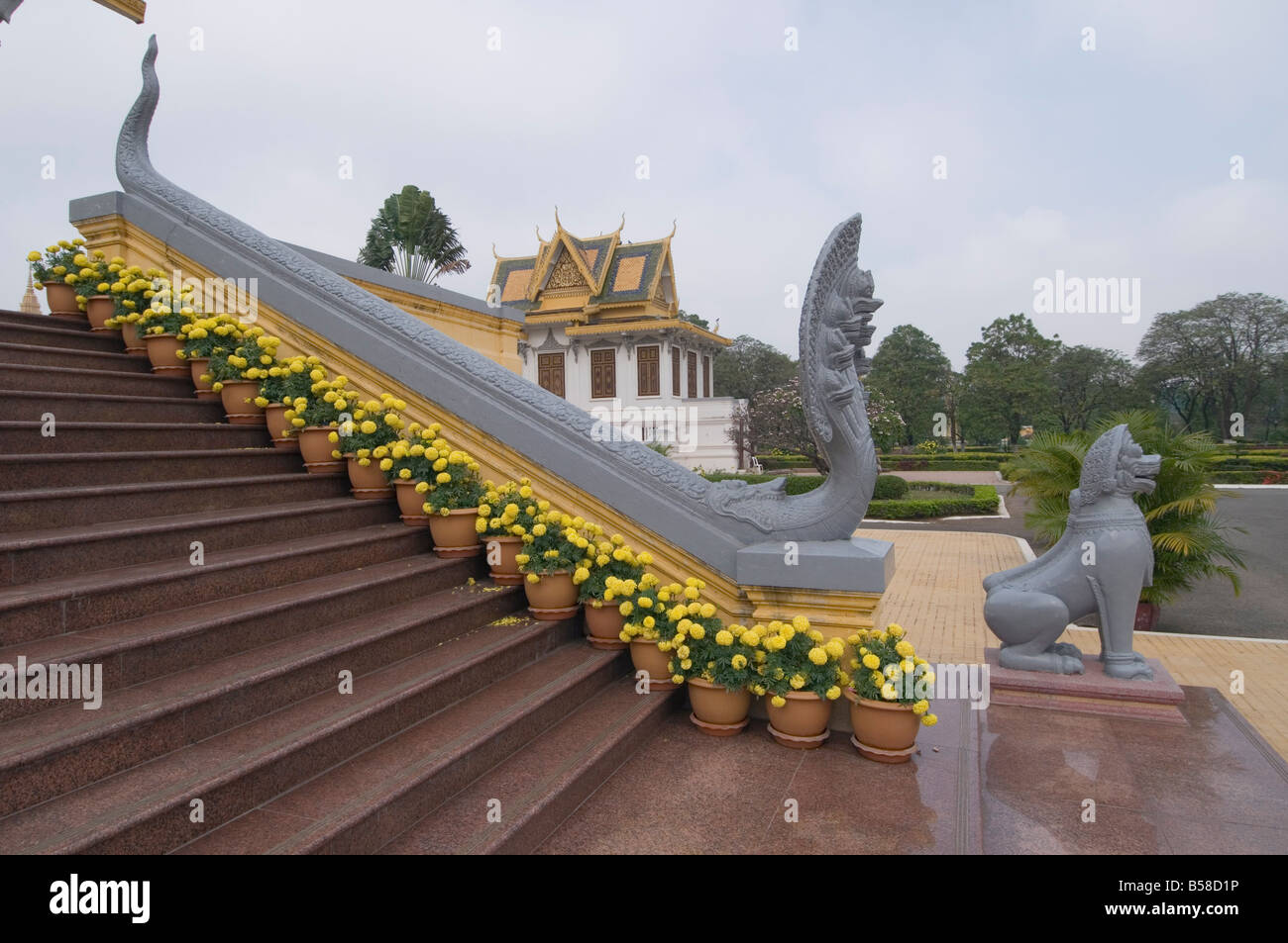 La salle du trône royal, du Palais Royal, Phnom Penh, Cambodge, Indochine, Asie du sud-est Banque D'Images
