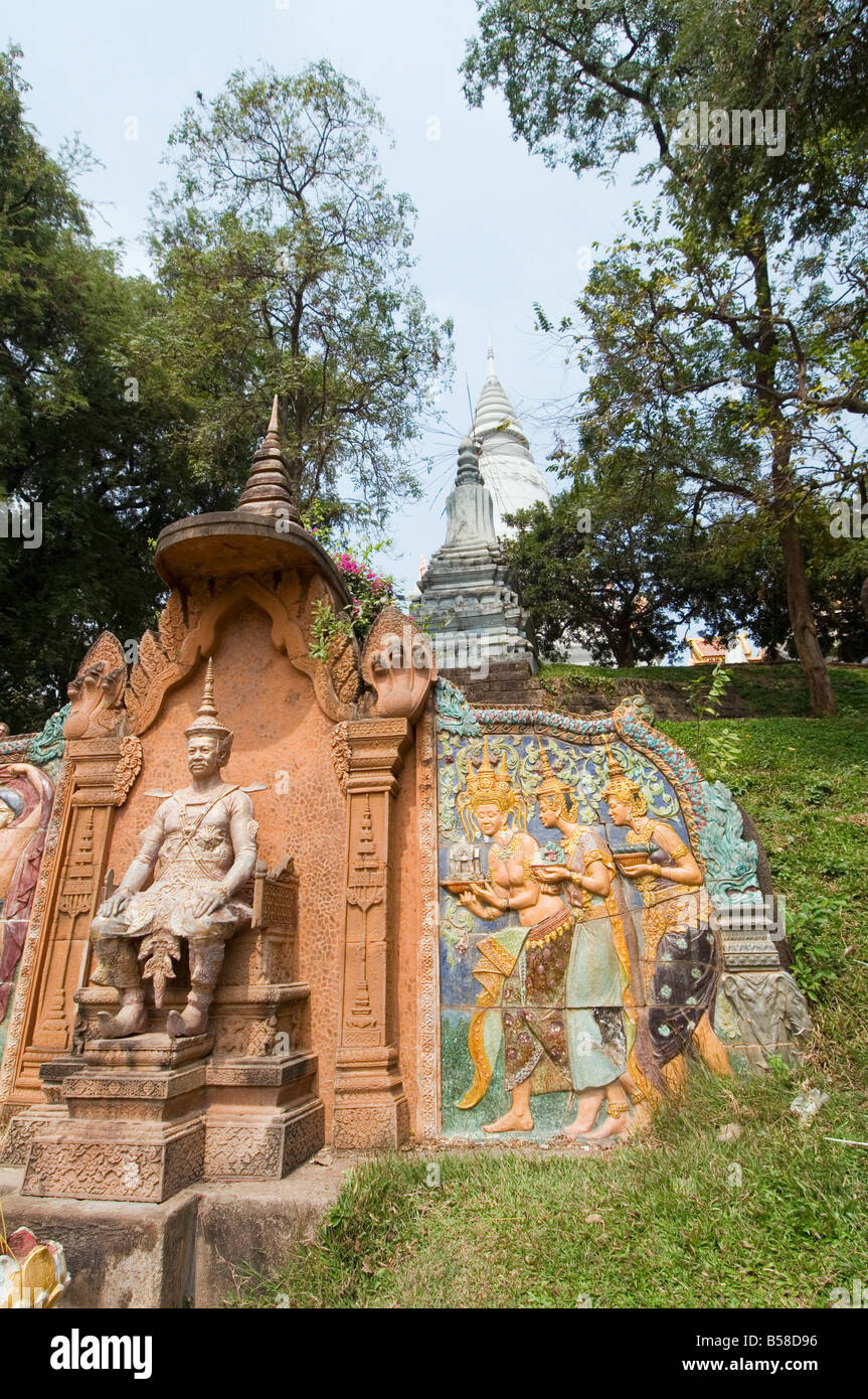 Wat Phnom, Phnom Penh, Cambodge, Indochine, Asie du sud-est Banque D'Images