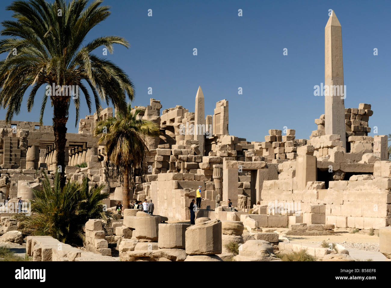 Les obélisques, Temple de Karnak, près de Louxor, Thèbes, Site du patrimoine mondial de l'UNESCO, l'Égypte, l'Afrique du Nord, Afrique Banque D'Images
