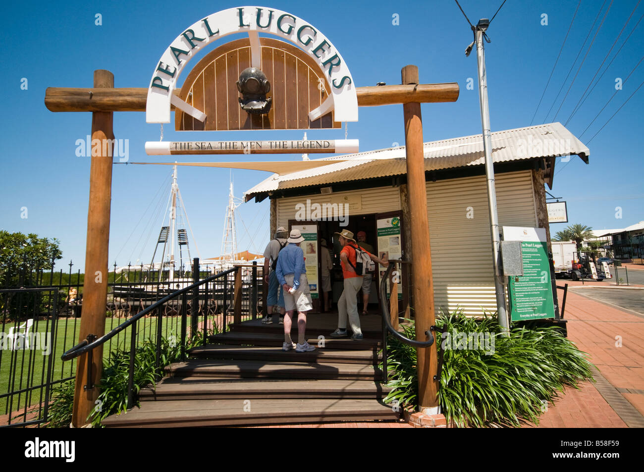 Pearl Luggers afficher un historique des navires et équipements perlière Broome Australie Occidentale Banque D'Images