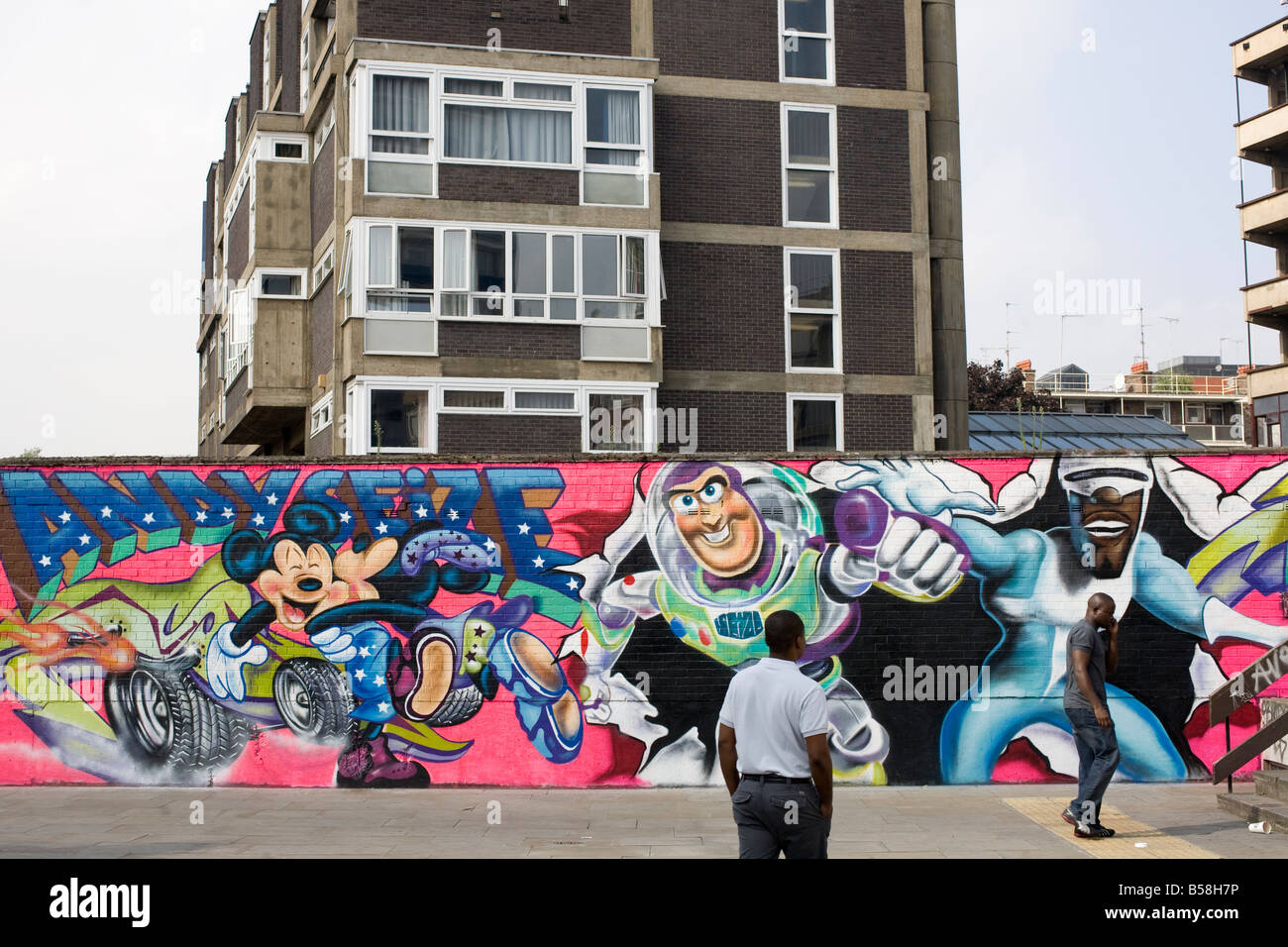 Près de graffiti Old Street. Hoxton, Shoreditch, London, England, UK Banque D'Images