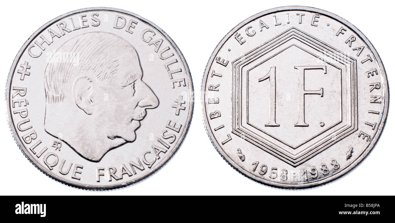 Pièce 1 Franc français de 1988 représentant Charles de Gaulle Banque D'Images