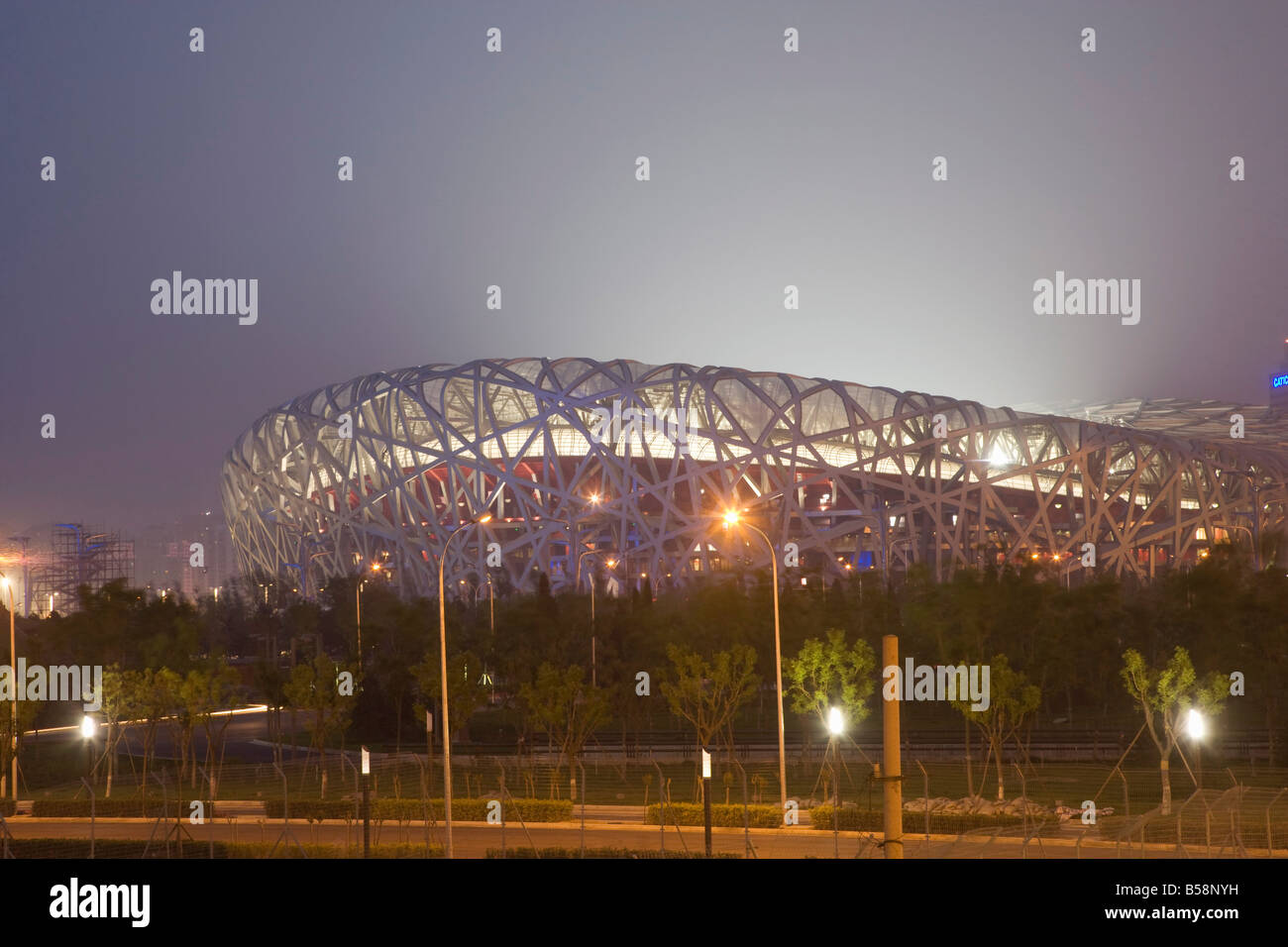 Le Parc olympique, le Stade olympique national (le nid d'oiseau), Beijing, Chine Banque D'Images